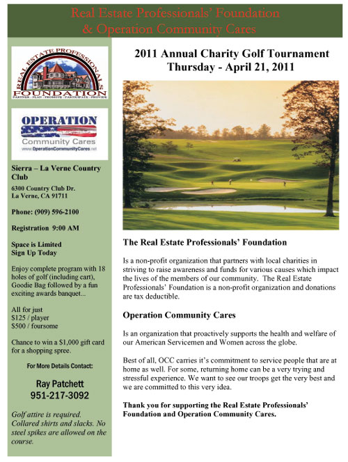2011 Annual Charity Golf Tournament  Thursday - April 21, 2011 