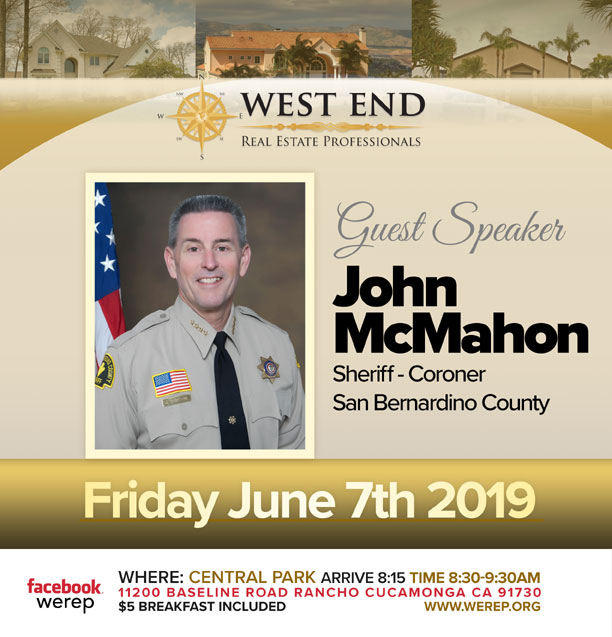 Guest Speaker John McMahon Sheriff - Coroner | San Bernardino County