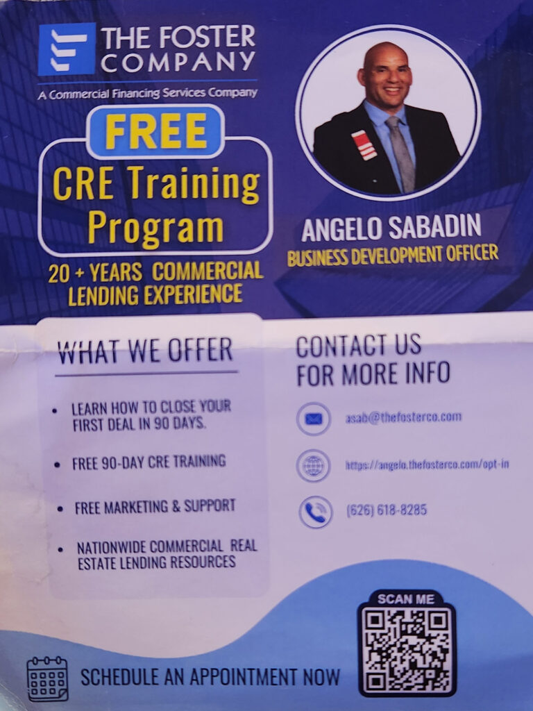 Angelo-Sabadin, Business Development Officer CRE Training Program