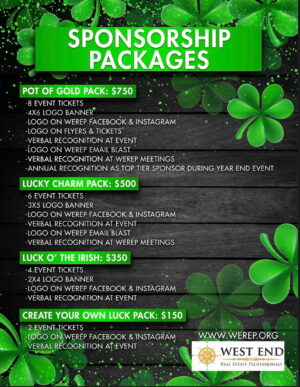 Sponsorship for WEREP's St. Patrick's Day Party | Tuesday March 17th, 2026